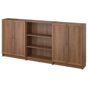 IKEA BILLY / OXBERG bookcase comb w doors, 94 1/2x11 3/4x41 3/4 in Brown Walnut Effect, Ikea Ireland | 4265HMVCF