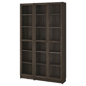 IKEA BILLY / OXBERG bookcase comb w glass doors, clear glass, 47 1/4x11 3/4x79 1/2 in Dark Brown Oak Effect, Ikea Ireland | 8257PJBSY