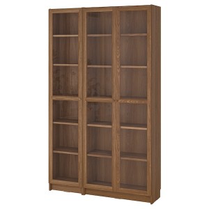 IKEA BILLY / OXBERG bookcase comb w glass doors, 47 1/4x11 3/4x79 1/2 in Brown Walnut Effect / Clear Glass, Ikea Ireland | 0489RMNUY