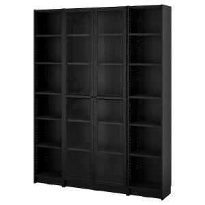 IKEA BILLY / OXBERG bookcase comb w glass doors, 63x79 1/2 in Black Oak Effect, Ikea Ireland | 7906DNSMC