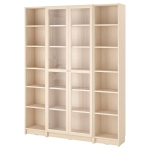 IKEA BILLY / OXBERG bookcase comb w glass doors, 63x79 1/2 in Birch Effect, Ikea Ireland | 2768HZUVJ