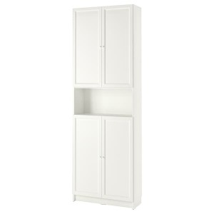 IKEA BILLY / OXBERG bookcase w doors/ext unit, 31 1/2x11 3/4x93 1/4 in White, Ikea Ireland | 7514VILCK
