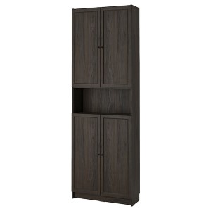 IKEA BILLY / OXBERG bookcase w doors/ext unit, 31 1/2x11 3/4x93 1/4 in Dark Brown Oak Effect, Ikea Ireland | 1792ERNKD