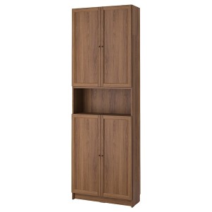 IKEA BILLY / OXBERG bookcase w doors/ext unit, 31 1/2x11 3/4x93 1/4 in Brown Walnut Effect, Ikea Ireland | 6870IBUJZ