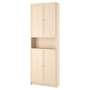 IKEA BILLY / OXBERG bookcase w doors/ext unit, 31 1/2x11 3/4x93 1/4 in Birch Effect, Ikea Ireland | 8095RQVGX