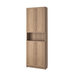 IKEA BILLY / OXBERG bookcase w doors/ext unit, 31 1/2x11 3/4x93 1/4 in Oak Effect, Ikea Ireland | 6094OESTN