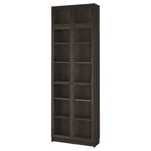 IKEA BILLY / OXBERG bookcase w glass doors/ext unit, clear glass, 31 1/2x11 3/4x93 1/4 in Dark Brown Oak Effect, Ikea Ireland | 5631ZBSNG