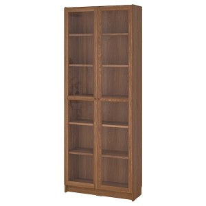 IKEA BILLY / OXBERG bookcase w glass doors, 31 1/2x11 3/4x79 1/2 in Brown Walnut Effect, Ikea Ireland | 8562WKUJZ