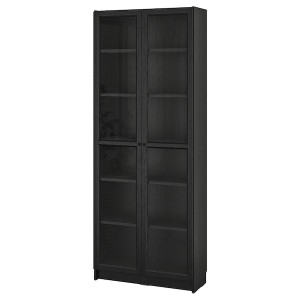 IKEA BILLY / OXBERG bookcase w glass doors, 31 1/2x11 3/4x79 1/2 in Black Oak Effect, Ikea Ireland | 5018VEPND