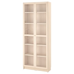 IKEA BILLY / OXBERG bookcase w glass doors, 31 1/2x11 3/4x79 1/2 in Birch Effect, Ikea Ireland | 9738GAKYB