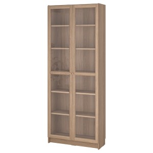 IKEA BILLY / OXBERG bookcase w glass doors, 31 1/2x11 3/4x79 1/2 in Oak Effect, Ikea Ireland | 0195KCVFI