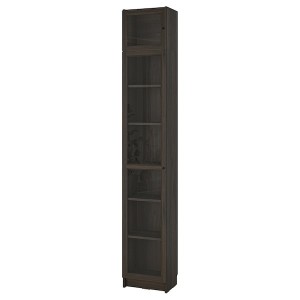 IKEA BILLY / OXBERG bookcase w glass doors/ext unit, 15 3/4x11 3/4x93 1/4 in Dark Brown Oak Effect, Ikea Ireland | 6325QMLWS