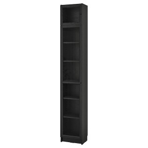 IKEA BILLY / OXBERG bookcase w glass doors/ext unit, 15 3/4x11 3/4x93 1/4 in Black Oak Effect, Ikea Ireland | 3859IUHWF