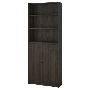 IKEA BILLY / OXBERG bookcase with doors, 31 1/2x11 3/4x79 1/2 in Dark Brown Oak Effect, Ikea Ireland | 7693SEAVO