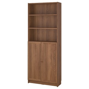 IKEA BILLY / OXBERG bookcase with doors, 31 1/2x11 3/4x79 1/2 in Brown Walnut Effect, Ikea Ireland | 0784AHWGS