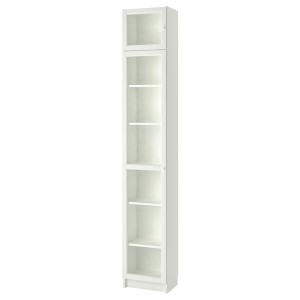 IKEA BILLY / OXBERG bookcase with glass-door, white/glass, 15 3/4x11 3/4x93 1/4 in, Ikea Ireland | 6792IQASN