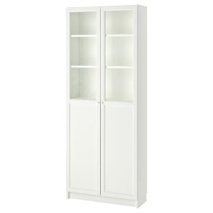 IKEA BILLY / OXBERG bookcase with panel/glass doors, 31 1/2x11 3/4x79 1/2 in White, Ikea Ireland | 0572GAHUL