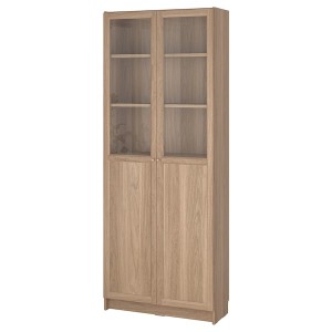 IKEA BILLY / OXBERG bookcase with panel/glass doors, 31 1/2x11 3/4x79 1/2 in Oak Effect, Ikea Ireland | 3876KUOQV