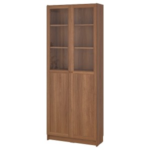 IKEA BILLY / OXBERG bookcase with panel/glass doors, 31 1/2x11 3/4x79 1/2 in Brown Walnut Effect, Ikea Ireland | 0392HQJMP