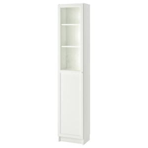 IKEA BILLY / OXBERG bookcase with panel/glass door, 15 3/4x11 3/4x79 1/2 in White / Glass, Ikea Ireland | 8741YBWDF