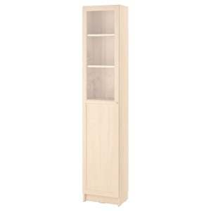 IKEA BILLY / OXBERG bookcase with panel/glass door, 15 3/4x11 3/4x79 1/2 in Birch Effect, Ikea Ireland | 2047JUQIO