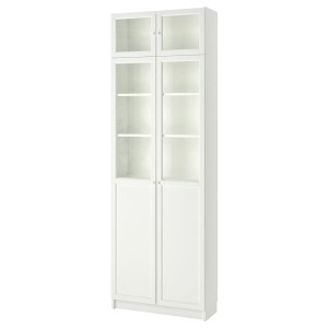 IKEA BILLY bookcase w hght ext ut/pnl/glss drs, white, 31 1/2x11 3/4x93 1/4 in, Ikea Ireland | 6290ZDACB