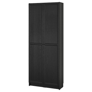 IKEA BILLY bookcase with doors, 31 1/2x11 3/4x79 1/2 in Black Oak Effect, Ikea Ireland | 1382PLTBW