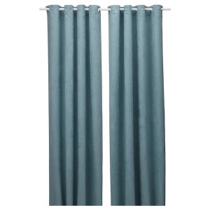 IKEA BIRTNA black-out curtains, 1 pair, light gray-turquoise, 57x98 in, Ikea Ireland | 8591HLOID