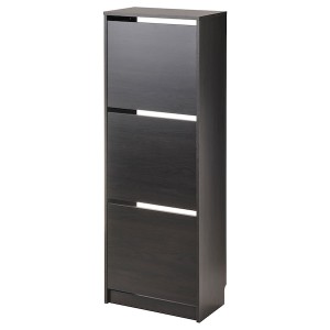 IKEA BISSA shoe cabinet with 3 compartments, 19 1/4x11x53 1/8 in Black / Brown, Ikea Ireland | 9250ZIQWT