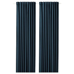 IKEA BLÅHUVA black-out curtains, 1 pair, dark blue, 57x98 in, Ikea Ireland | 1694BOWLJ
