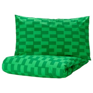 IKEA BLÅSKATA duvet cover and pillowcase(s), Twin Green / Patterned, Ikea Ireland | 0937POBVG