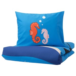 IKEA BLÅVINGAD duvet cover and pillowcase(s), Twin Ocean Animals Pattern / Multicolor, Ikea Ireland | 9463PJCOK