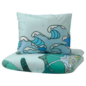 IKEA BLÅVINGAD duvet cover and pillowcase(s), Twin Turtle Pattern / Turquoise, Ikea Ireland | 3765MCKEH