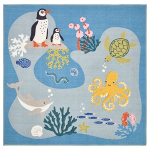 IKEA BLÅVINGAD rug, ocean animals pattern/multicolor, 4'4 inx4'4 in, Ikea Ireland | 2789JKORQ