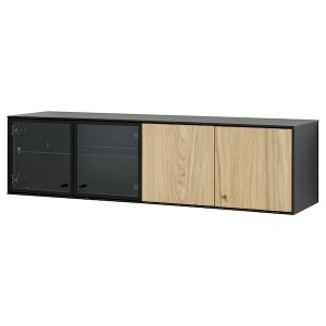 IKEA BOASTAD wall shelf, black/oak veneer, 47 3/4x12 5/8x12 1/2 in, Ikea Ireland | 0169ECPTX