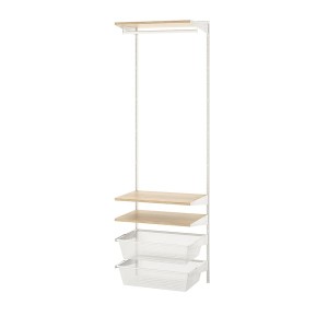 IKEA BOAXEL wardrobe combination, 24 3/8x15 3/4x79 in White / Oak, Ikea Ireland | 3845SXVHY
