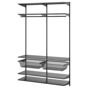 IKEA BOAXEL wardrobe combination, 49 1/8x15 3/4x79 in Anthracite / Metal, Ikea Ireland | 7304SHKNI