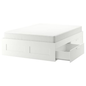 IKEA BRIMNES bed frame with storage, Full White, Ikea Ireland | 3512NWEJY