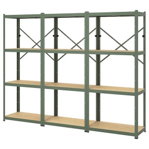 IKEA BROR shelving unit, 100x15 3/4x74 3/4 in Gray / Green / Pine Plywood, Ikea Ireland | 9518IRWXO