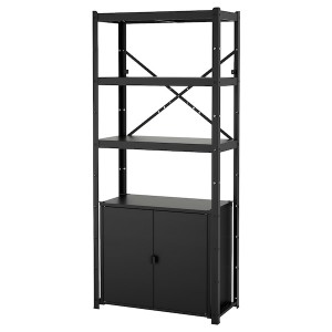 IKEA BROR shelving unit with cabinet, 33 1/2x15 3/4x74 3/4 in Black, Ikea Ireland | 4203WGJDS