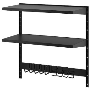 IKEA BROR wall shelf combination, with hooks/2 shelves, 34 1/2x17 3/4x35 3/8 in Black, Ikea Ireland | 0916QZOVI