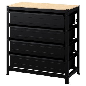 IKEA BROR work bench with drawers, black/pine plywood, 33 1/2x15 3/4x35 in, Ikea Ireland | 6584QIVNK
