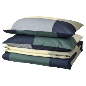 IKEA BRUNKRISSLA duvet cover and pillowcase(s), King Green / Multicolor, Ikea Ireland | 1753YMBAG
