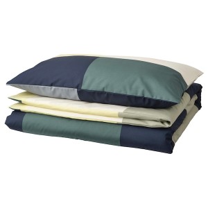 IKEA BRUNKRISSLA duvet cover and pillowcase(s), Twin Green / Multicolor, Ikea Ireland | 5047OPFMU
