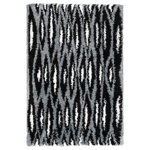 IKEA BULLERREMSA rug, high pile, 4'4 inx6'5 in Black Gray / White, Ikea Ireland | 7216DNPYI