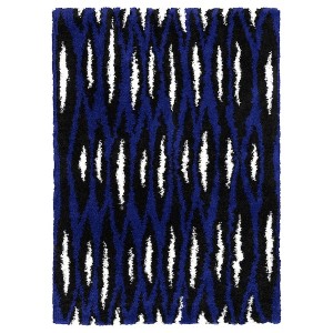 IKEA BULLERREMSA rug, high pile, 4'4 inx6'5 in Blue White / Black, Ikea Ireland | 1403SMFZI