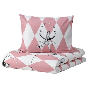 IKEA BUSENKEL duvet cover and pillowcase(s), Twin Ballerina Pattern Pink / White, Ikea Ireland | 1874VKUMH