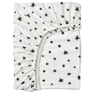 IKEA BUSENKEL fitted sheet, 38x74 in Star Pattern / White, Ikea Ireland | 2538DIGET