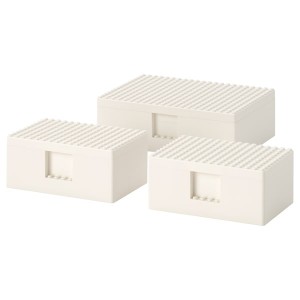 IKEA BYGGLEK LEGO® box with lid, set of 3, white, Ikea Ireland | 5184QWNMP
