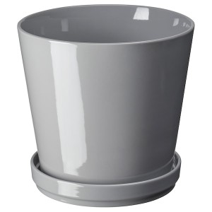 IKEA CITRUSFRUKT plant pot with saucer, indoor/outdoor gray, 7 ½ in, Ikea Ireland | 6507YGLEZ